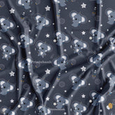 Dark Gray Mouse Kid's Printed Fabric
